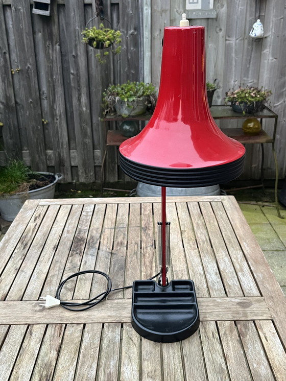 Image 1 of Rare Vintage Belgian Architect Lamp in Red/Black (1970s)
