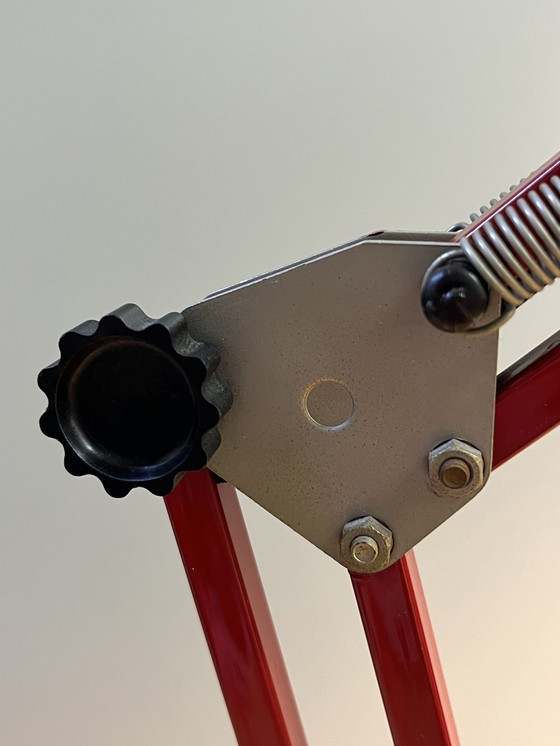 Image 1 of Rare Vintage Belgian Architect Lamp in Red/Black (1970s)