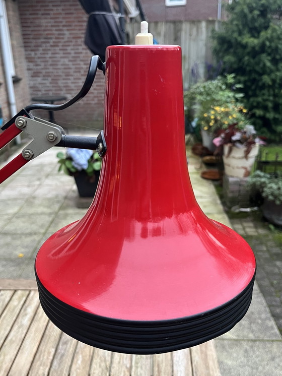 Image 1 of Rare Vintage Belgian Architect Lamp in Red/Black (1970s)