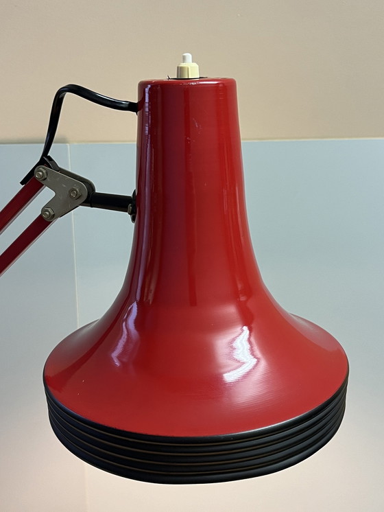 Image 1 of Rare Vintage Belgian Architect Lamp in Red/Black (1970s)