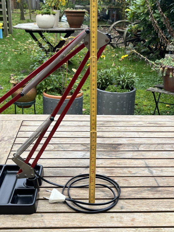 Image 1 of Rare Vintage Belgian Architect Lamp in Red/Black (1970s)