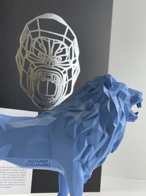 Image 1 of Richard Orlinski Lion Spirit Matt Blue