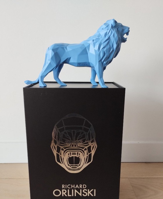 Image 1 of Richard Orlinski Lion Spirit Matt Blue