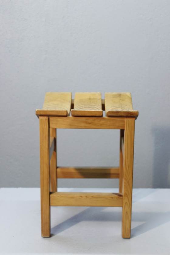 Image 1 of Vintage Japanese Modernist Solid Pine Design Stool