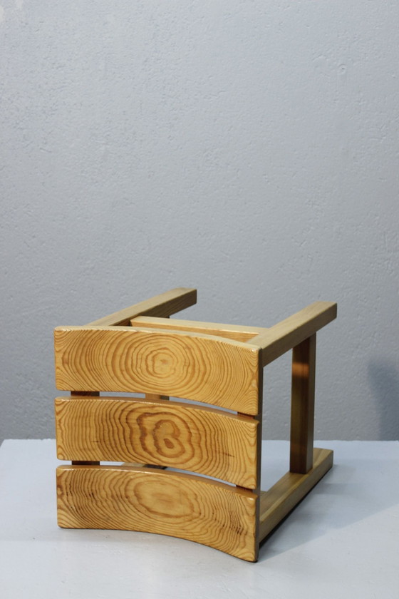Image 1 of Vintage Japanese Modernist Solid Pine Design Stool