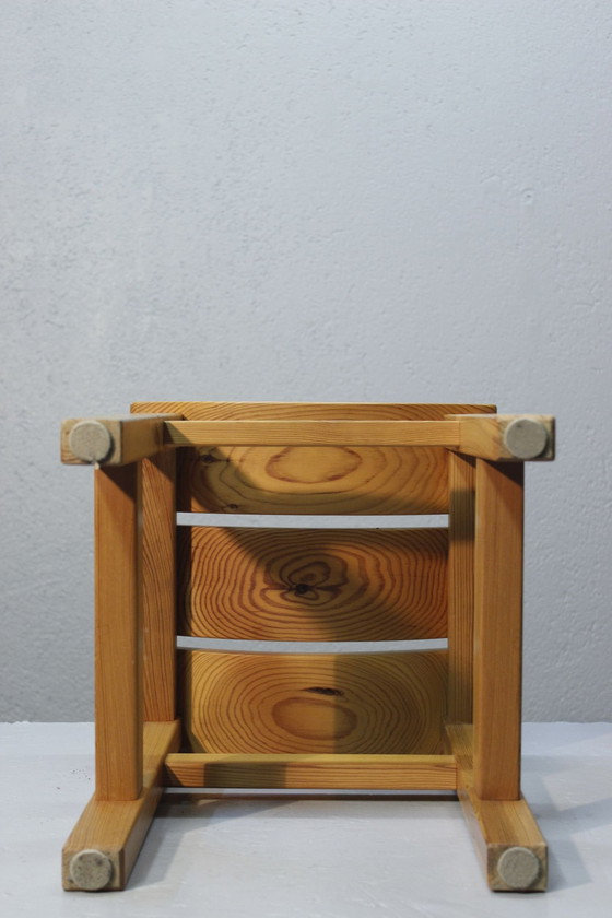 Image 1 of Vintage Japanese Modernist Solid Pine Design Stool