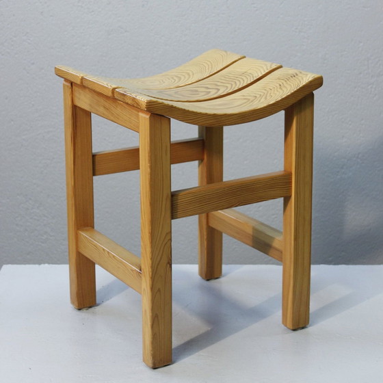 Image 1 of Vintage Japanese Modernist Solid Pine Design Stool