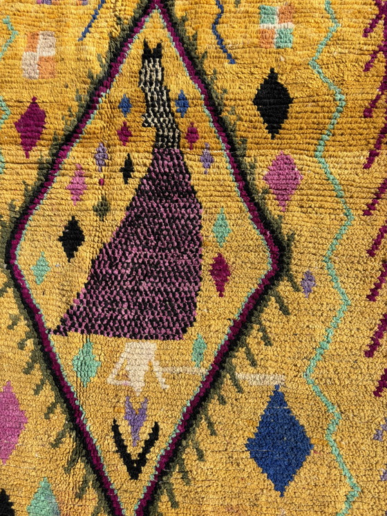 Image 1 of Handmade Berber Rug With Warm Yellow And Pink Geometric Design