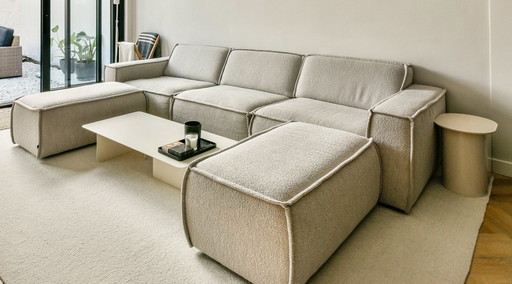 Fest Edge Boucle 3 Seat Sofa + 2 Poufs