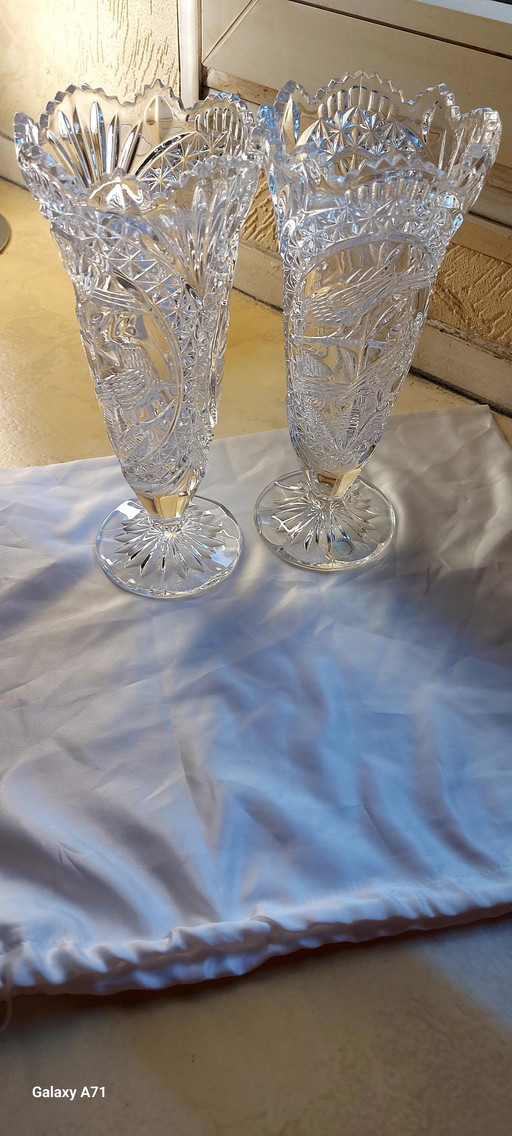 Pair of Carved Lead Crystal Ice Cups