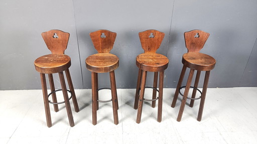 Mid Century Brutalist Bar Stools - Set Of 4, 1960S