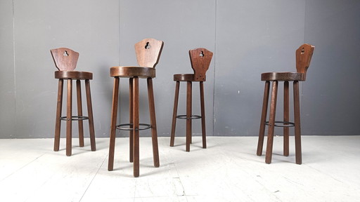 Mid Century Brutalist Bar Stools - Set Of 4, 1960S