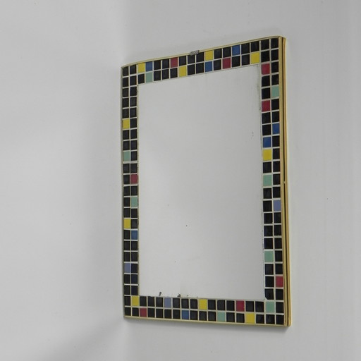 Vintage Mirror With A Border Of Mosaic Tiles, 1960s