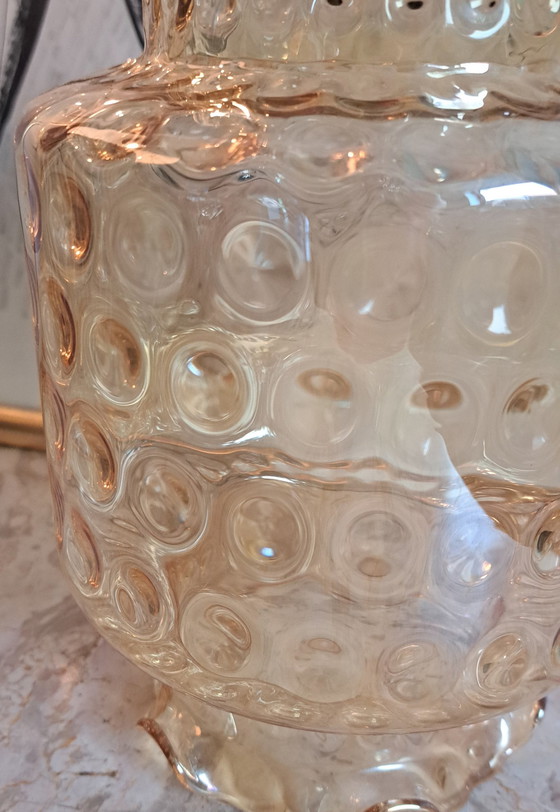 Image 1 of Vintage Gold Glass Pendant Lamp