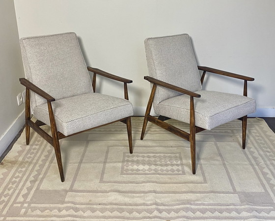 Image 1 of Pair De Fauteuils Henryk Lis 300-190 Année 70 Fabric Gris Bleu Chiné Ref: Peter