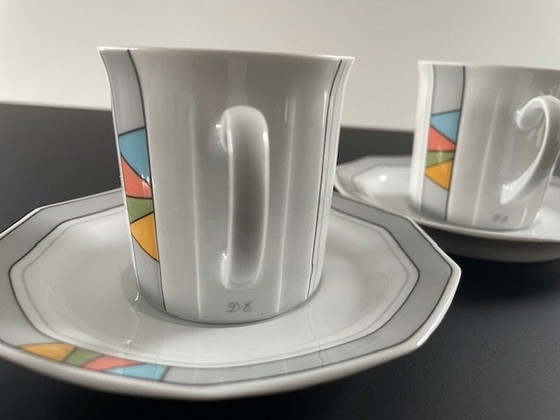 Image 1 of 5X Vintage Post-Modern Cups And Saucers Excl. Design For Douwe Egberts (Memphis)
