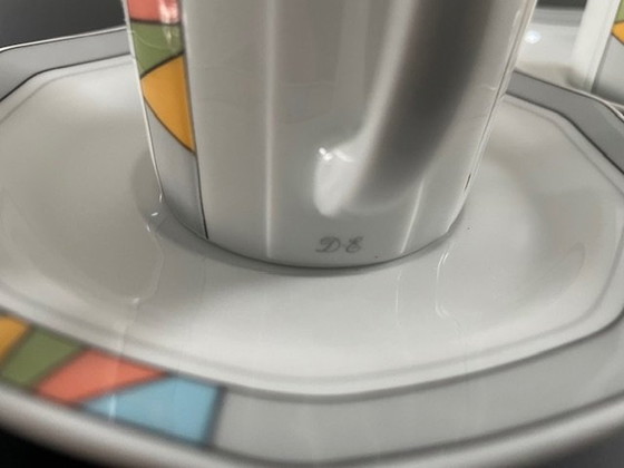 Image 1 of 5X Vintage Post-Modern Cups And Saucers Excl. Design For Douwe Egberts (Memphis)