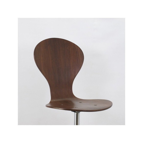 Image 1 of Sedia girevole vintage in palissandro e metallo cromato, 1950