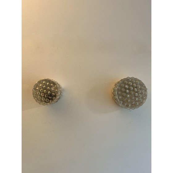 Image 1 of Coppia di lampade da parete vintage in vetro pressato, Francia 1960