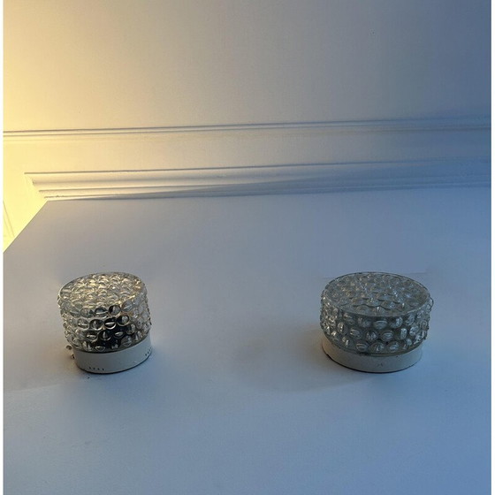 Image 1 of Coppia di lampade da parete vintage in vetro pressato, Francia 1960