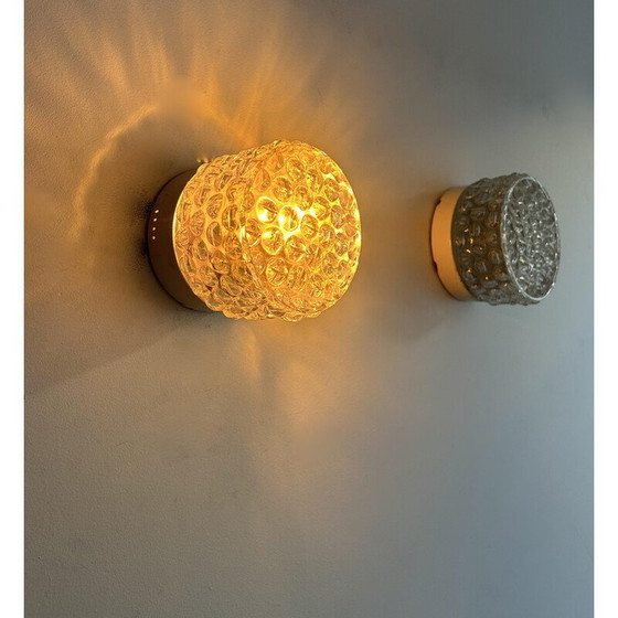 Image 1 of Coppia di lampade da parete vintage in vetro pressato, Francia 1960