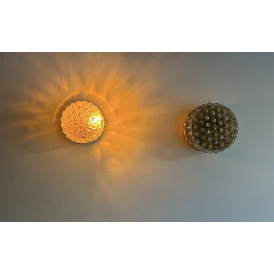 Image 1 of Coppia di lampade da parete vintage in vetro pressato, Francia 1960
