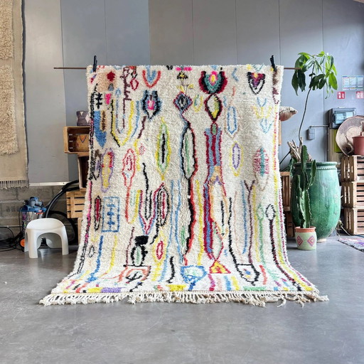 Tappeto marocchino Beni Ourain in lana, vivace e colorato, 200x290 cm