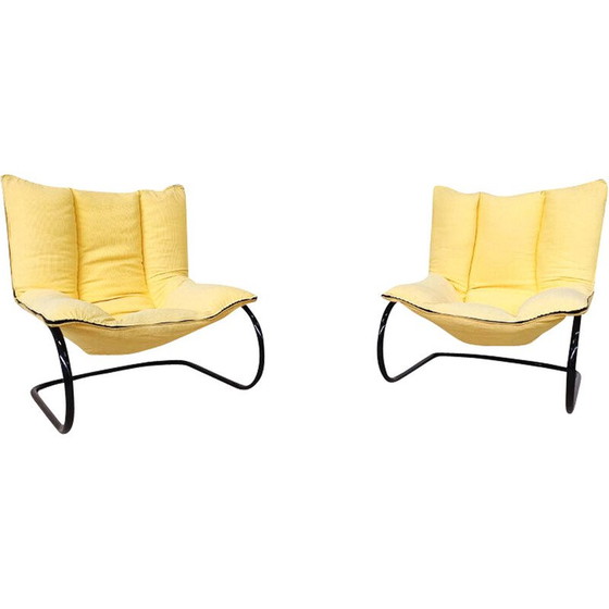 Image 1 of Pair of vintage fabric armchairs, Italy 1970