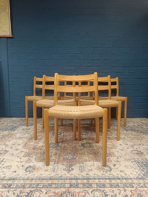 6x Niels Otto Moller Papercord Chairs