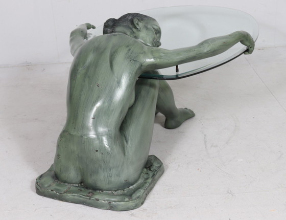 Image 1 of Sculptural side table/coffee table with female nude sculpture, bronze, France, 1970s