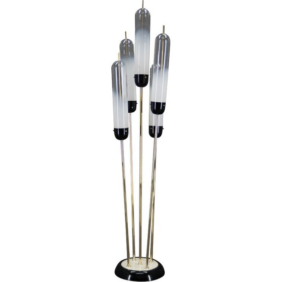 Image 1 of Mid-century reed floor lamp in Murano glass and metal by Mazzega, Italy 1970s