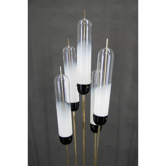 Image 1 of Mid-century reed floor lamp in Murano glass and metal by Mazzega, Italy 1970s