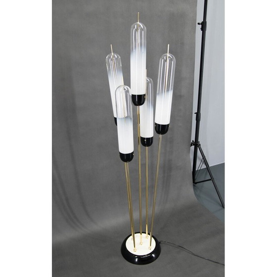 Image 1 of Mid-century reed floor lamp in Murano glass and metal by Mazzega, Italy 1970s