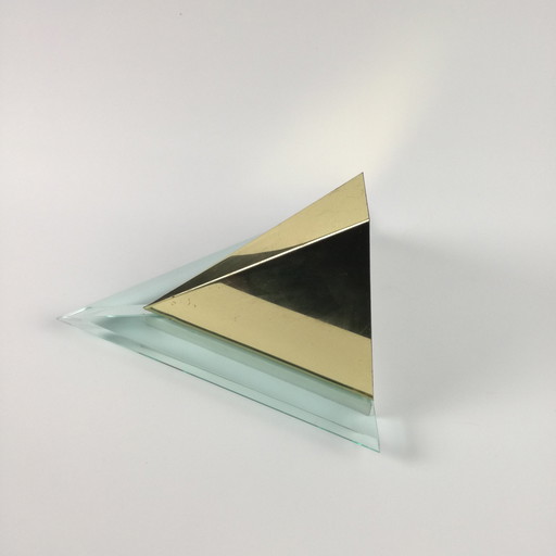 Brass And Acrylic Glass Post Modern Sconce, France, 1980S