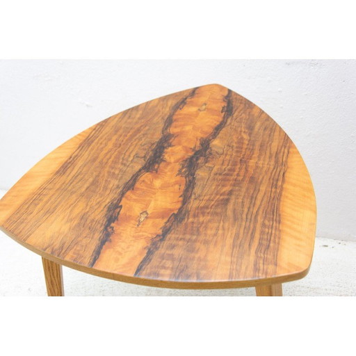 Vintage side table in walnut, Czechoslovakia 1970s