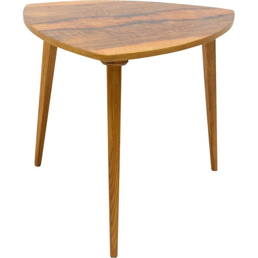 Vintage side table in walnut, Czechoslovakia 1970s