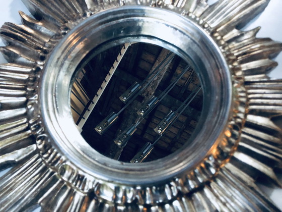 Image 1 of Soleil Mural Mirror - Large Model - Carved Wood - Silver - 1960-70