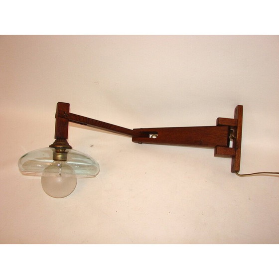 Image 1 of Vintage wall lamp in oak wood and glass, 1960