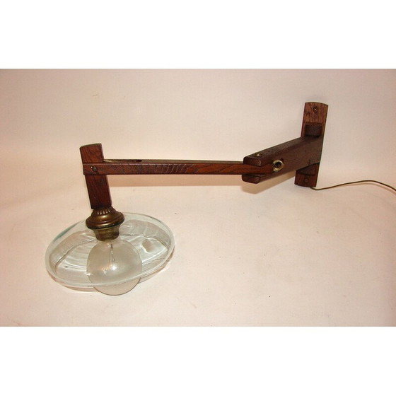 Image 1 of Vintage wall lamp in oak wood and glass, 1960