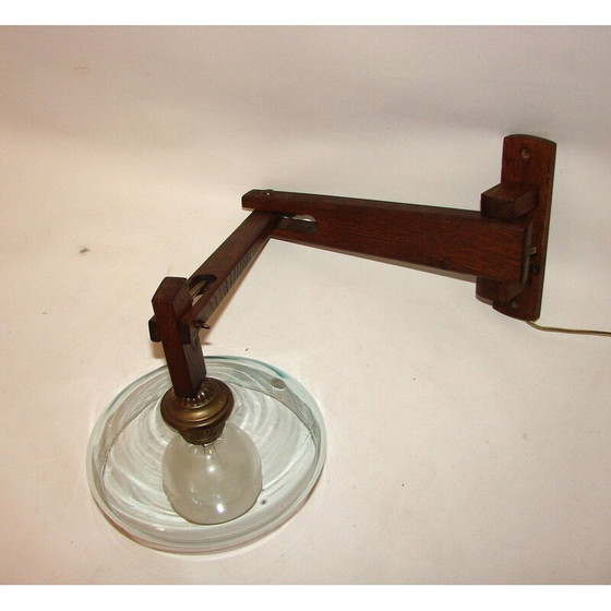 Image 1 of Vintage wall lamp in oak wood and glass, 1960