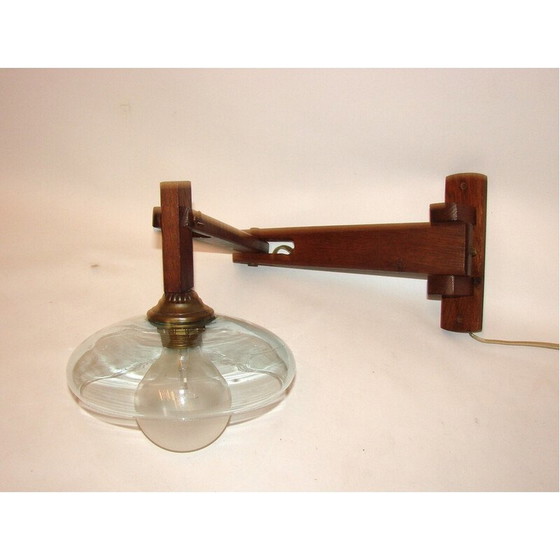 Image 1 of Vintage wall lamp in oak wood and glass, 1960