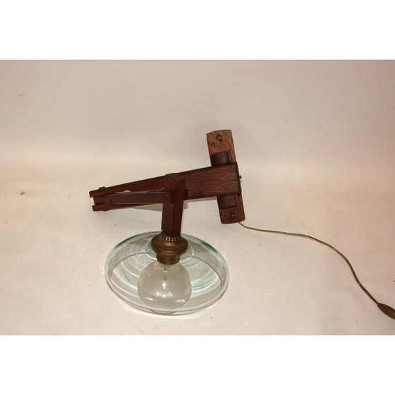 Image 1 of Vintage wall lamp in oak wood and glass, 1960