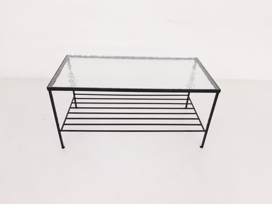 Image 1 of Mid-century modern minimalistic metal and glass coffee table