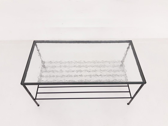 Image 1 of Mid-century modern minimalistic metal and glass coffee table