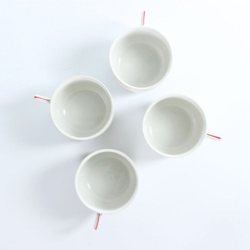 Juego de 4 tazas de porcelana vintage, Checoslovaquia 1960