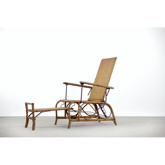 Image 1 of Vintage Bauhaus Rattan Chair with Ottoman by Erich Dieckmann, 1930s
