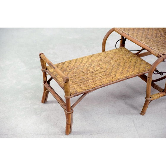 Image 1 of Vintage Bauhaus Rattan Chair with Ottoman by Erich Dieckmann, 1930s