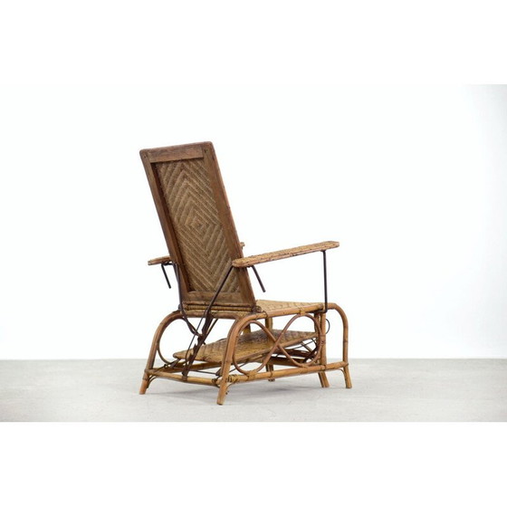 Image 1 of Vintage Bauhaus Rattan Chair with Ottoman by Erich Dieckmann, 1930s