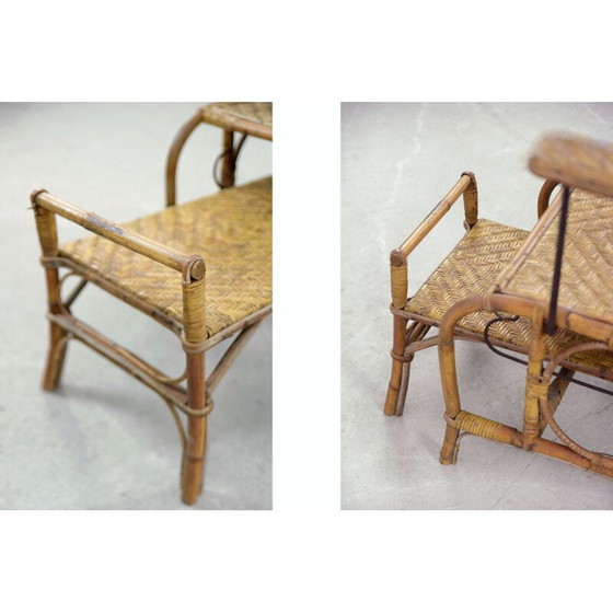 Image 1 of Vintage Bauhaus Rattan Chair with Ottoman by Erich Dieckmann, 1930s
