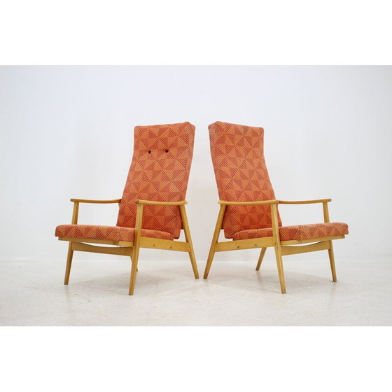 Image 1 of Vintage pair of adjustable armchairs with footstools by Thon, 1970.
